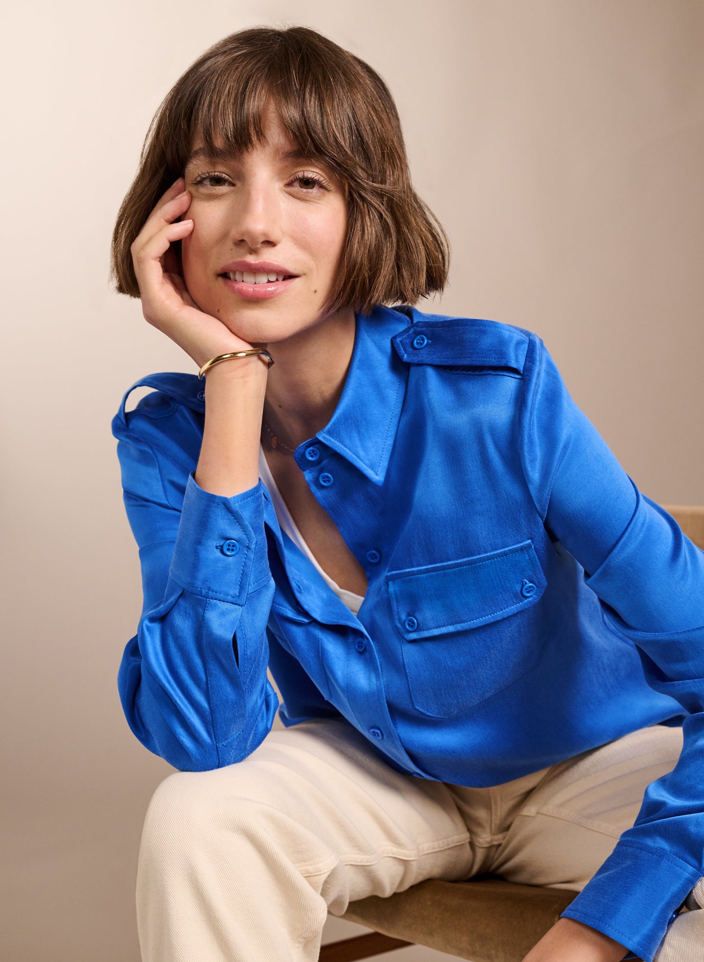 Carolyn Cupro Shirt / Azure Blue