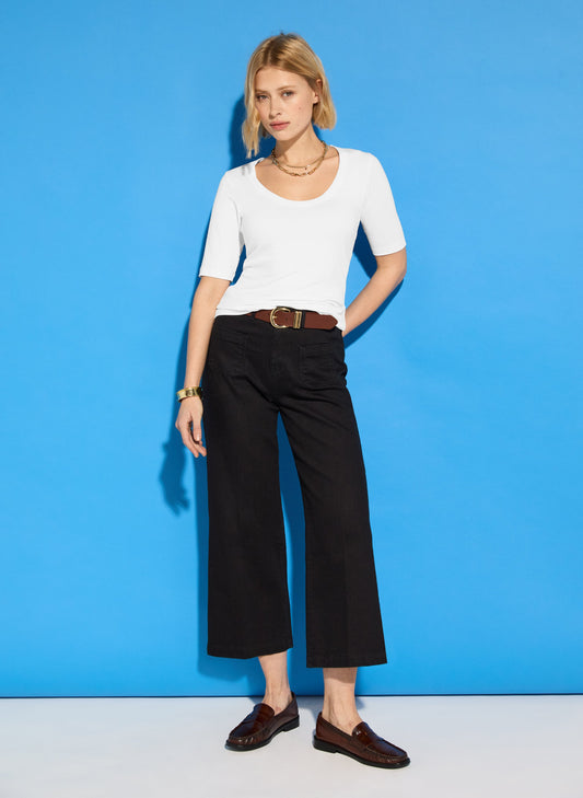 Jena Organic Wide Crop Jeans Washed Black