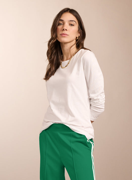 Baukjen Essentials Organic Cotton Long Sleeve Crew Top Pure White