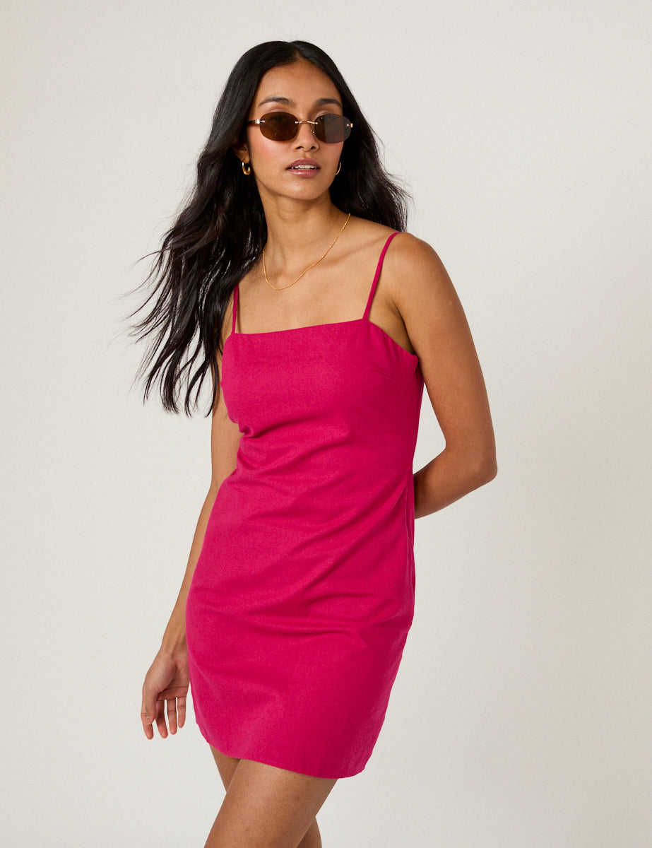 Bright Pink Palma Strappy Mini Dress