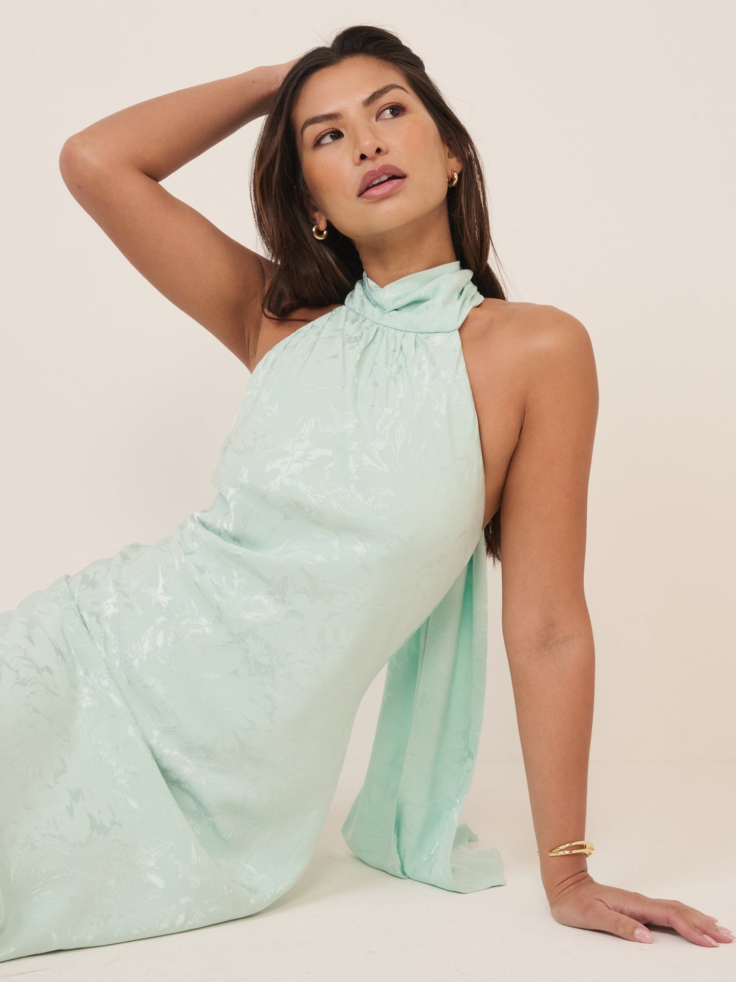 Mint Green Jacquard Fifi Maxi Dress