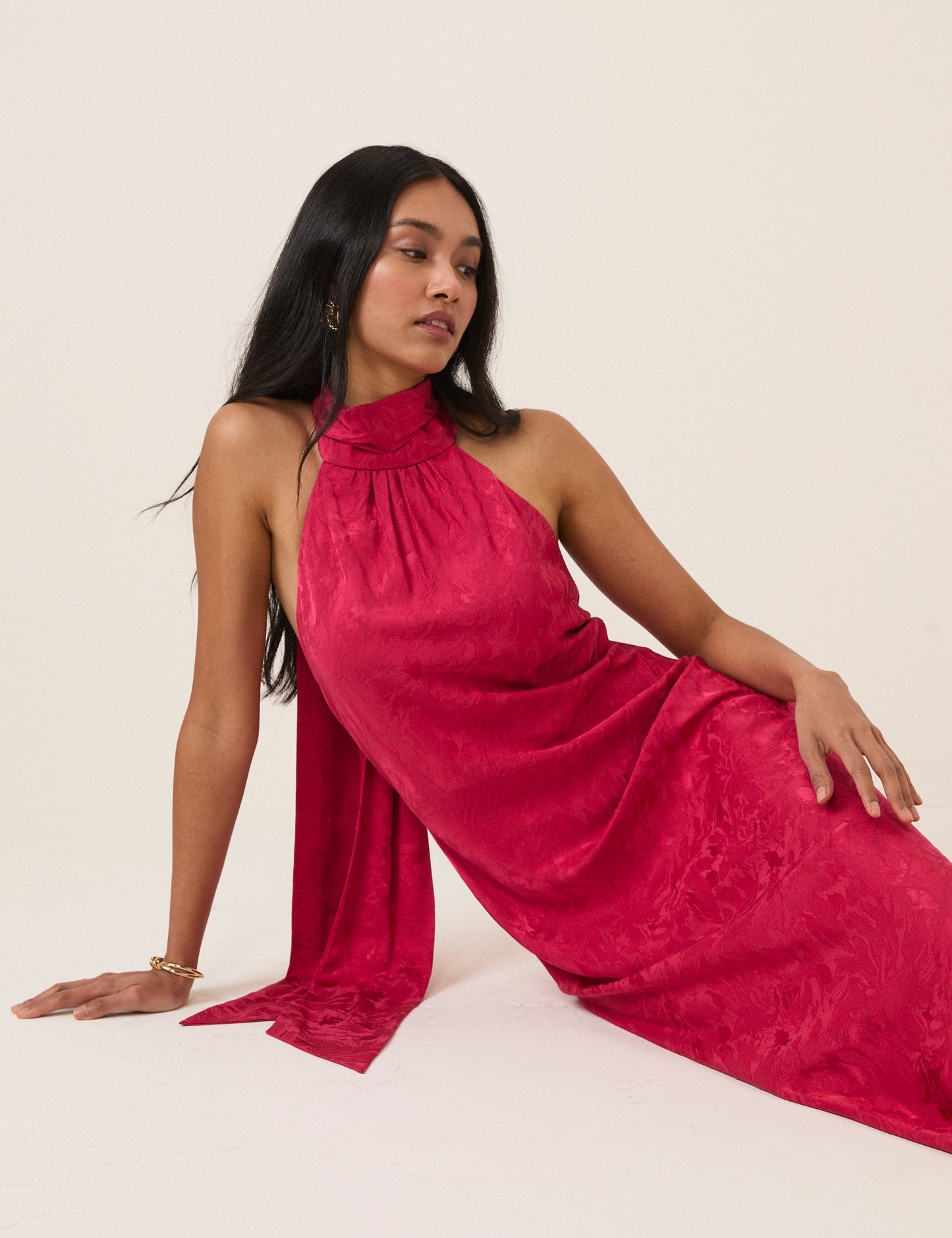 Pink Floral Jacquard Fifi Maxi Dress
