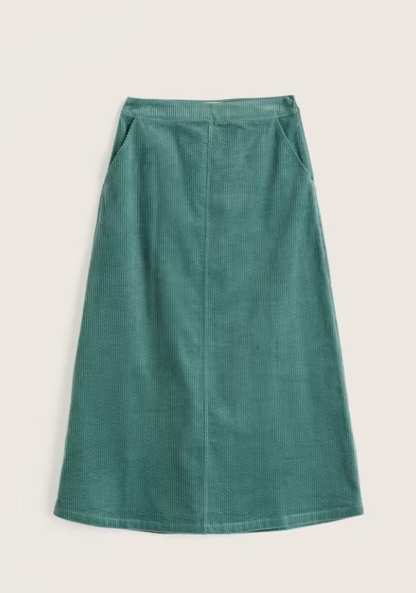 Window Wren Cord Midi Skirt - Dune Grass