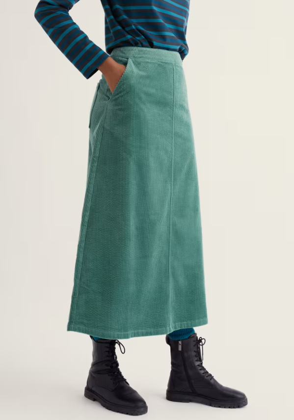 Window Wren Cord Midi Skirt - Dune Grass