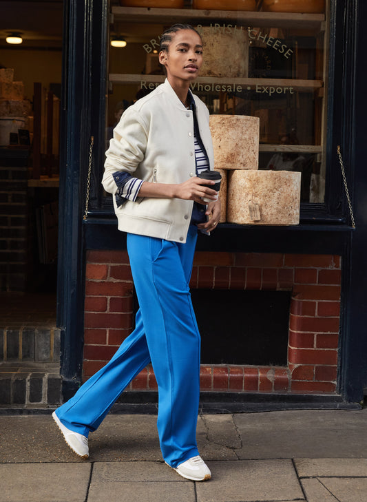 Marian Ponte Wide Leg Trousers Azure Blue
