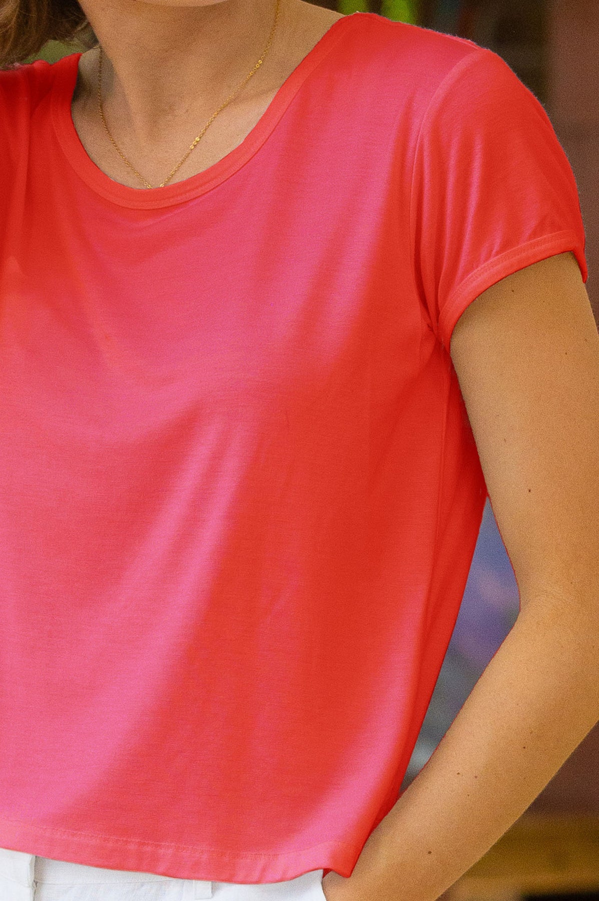 Short Sleeve Round Neck T-Shirt - Raspberry