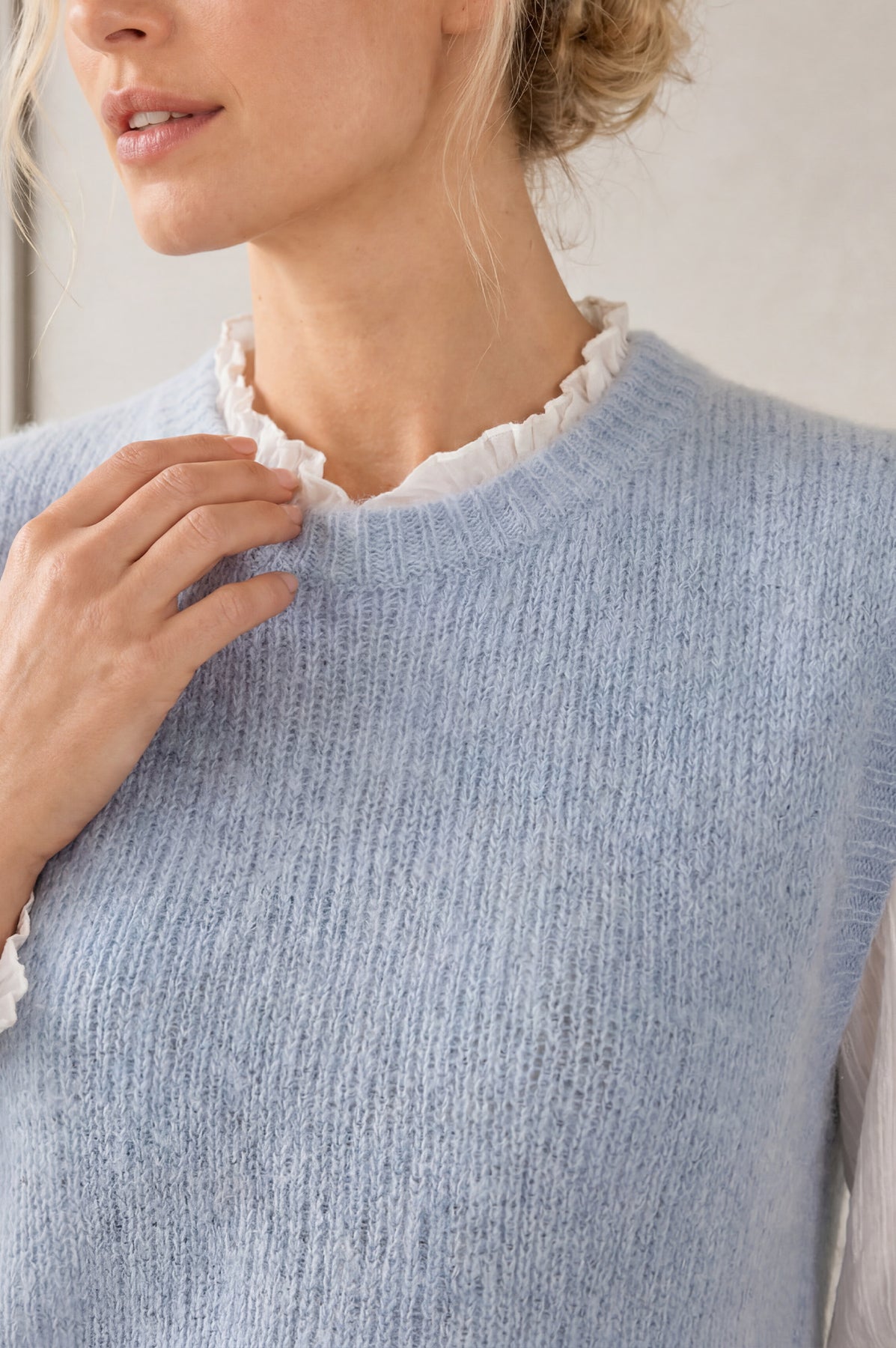 Alpaca Blend Knitted Tank - Ice Blue