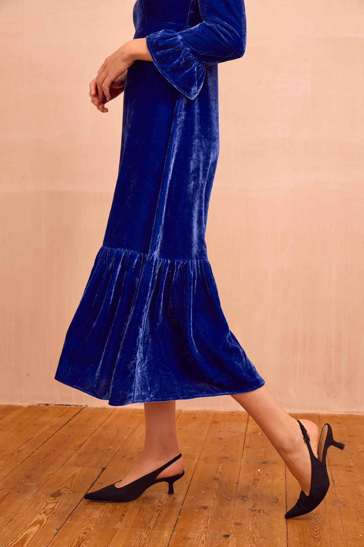 Victoria Velvet Viscose Dress - Azure Blue