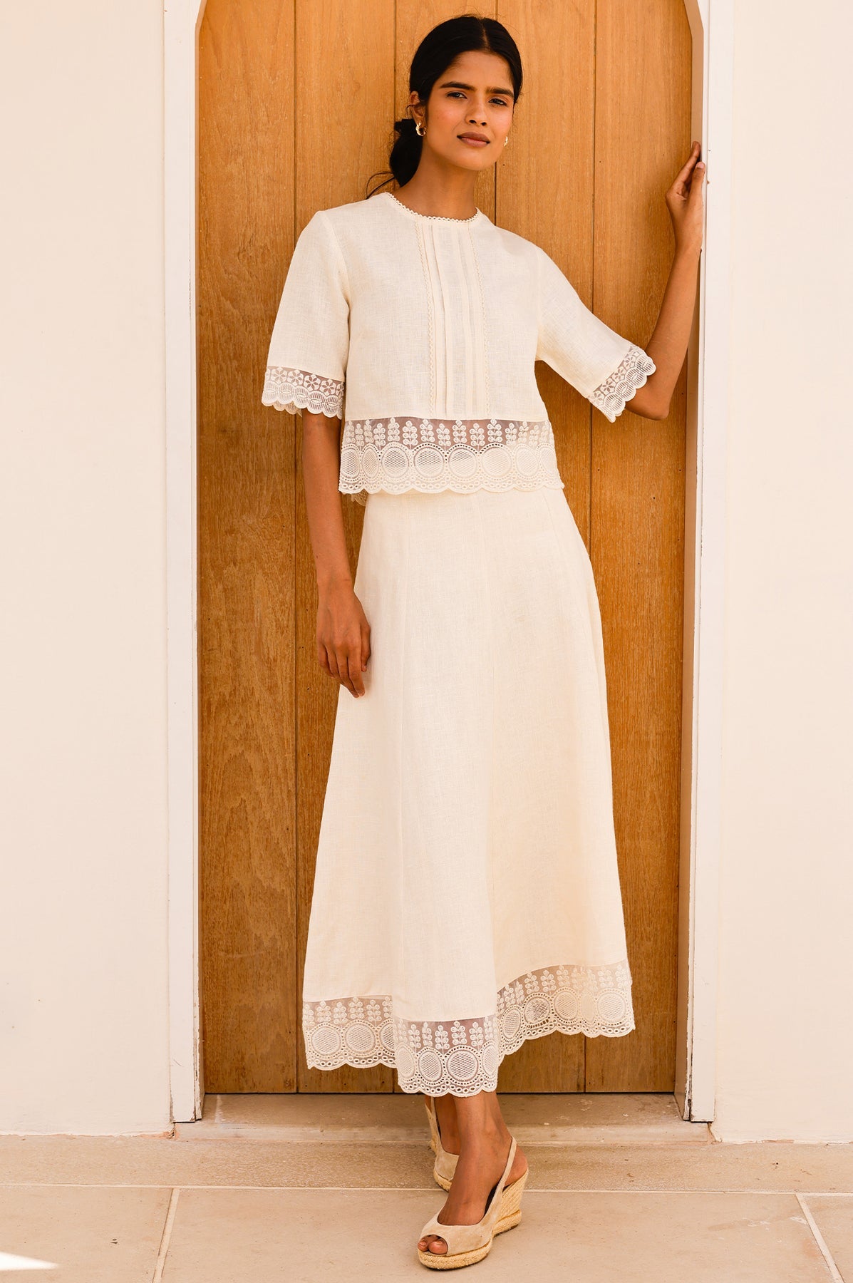 Linen Lace Top - Buttermilk Cream