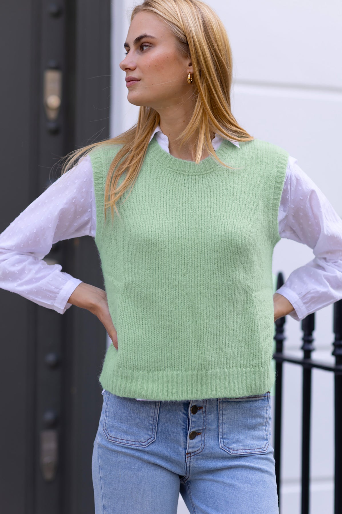 Alpaca Blend Knitted Tank - Light Sage