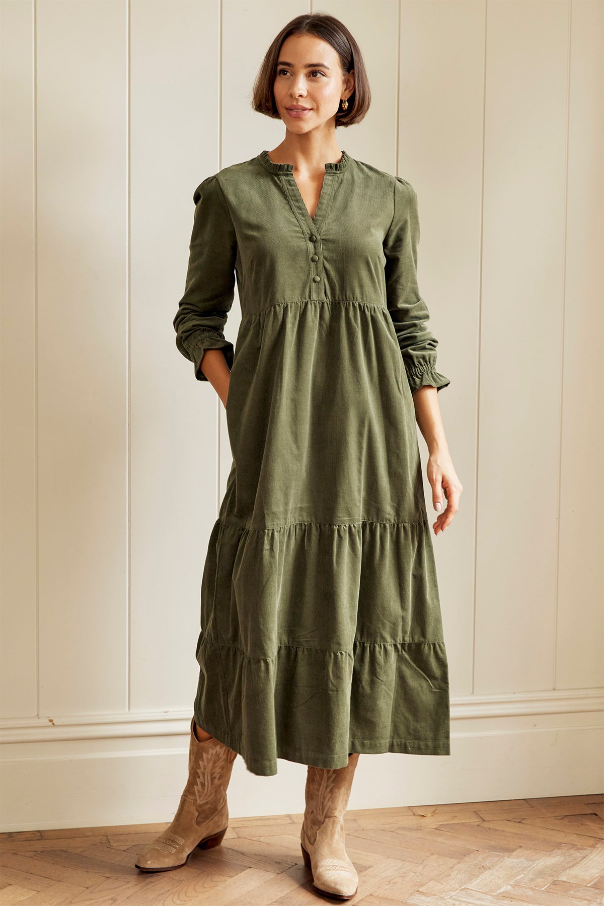 Liv Corduroy Dress - Khaki