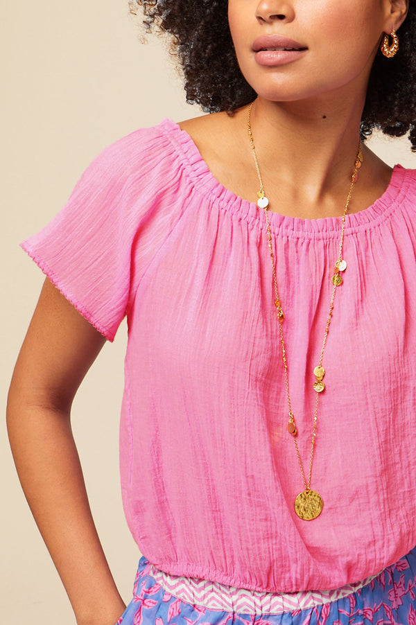 Ilana Frill Gauze Organic Cotton Top - Light Pink