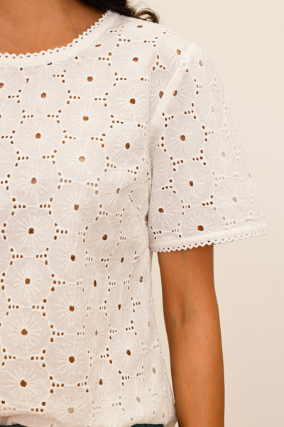 Broderie Cotton Blouse - Ivory