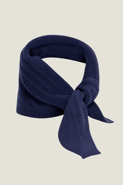 Merino Wool Tie Neck Scarf - Navy