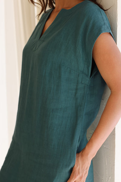 Dori Linen Dress - Teal