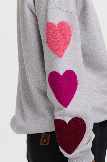Eadie Relaxed Sweatshirt - Grey Hearts