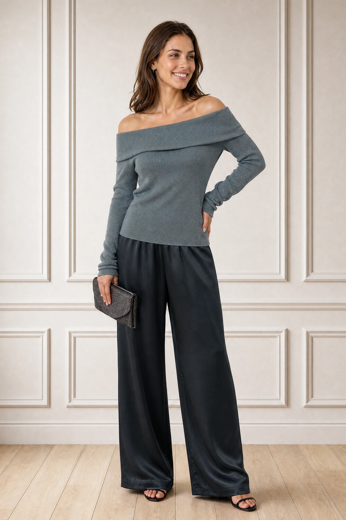 Bardot Metallic Knit - Grey