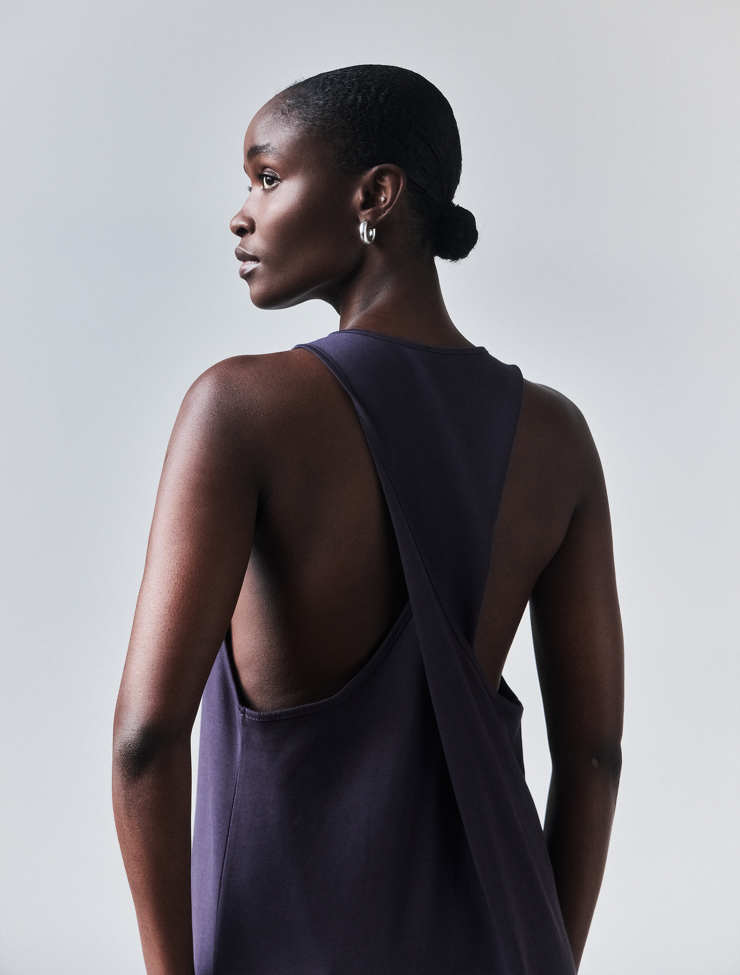 Deep purple organic cotton maxi dress