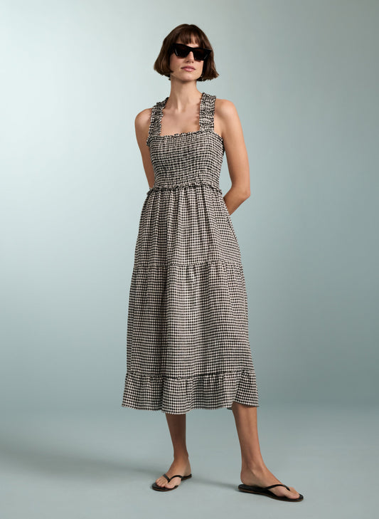Braylee Linen Dress Black & White Gingham
