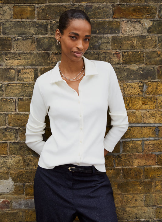 Susan Organic Cotton Button Down Top Cream