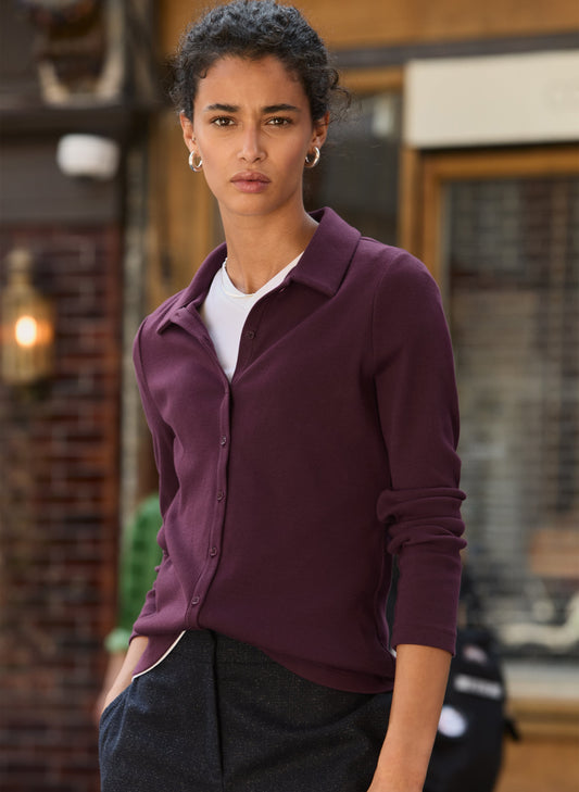 Susan Organic Cotton Button Down Top / Plum