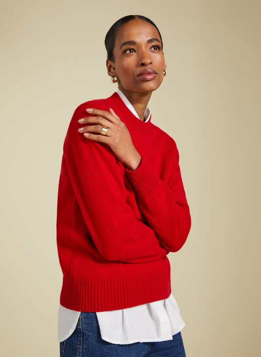 Zucca Wool Blend Crew Neck Jumper Crimson Red