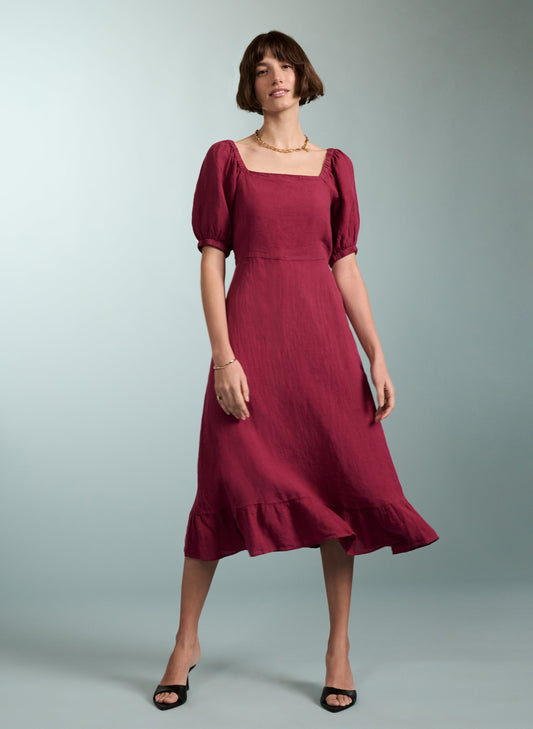 Nancy Linen Dress Raspberry