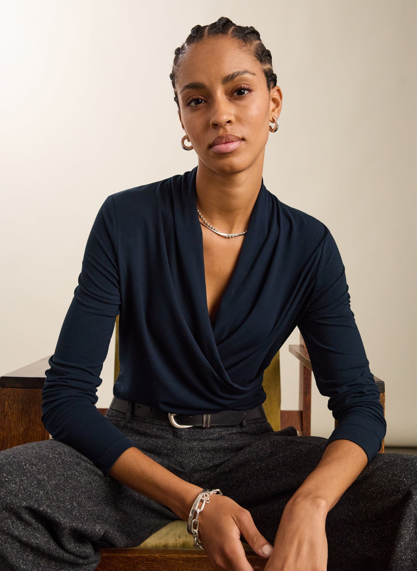 Gylda Wrap Top / Classic Navy