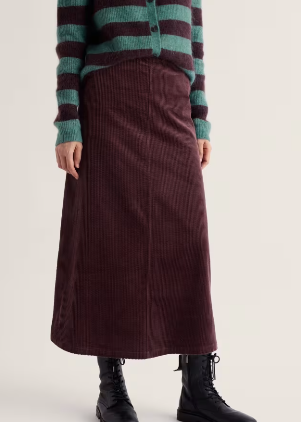 Window Wren Cord Midi Skirt - Seedbed