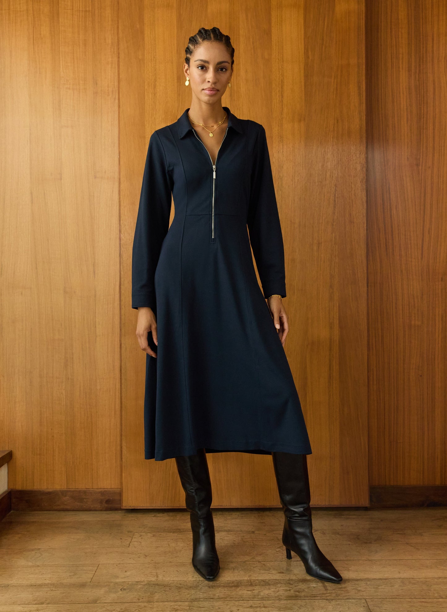 Mariposa Ponte Midi Dress / Classic Navy