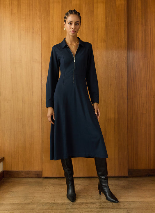 Mariposa Ponte Midi Dress / Classic Navy