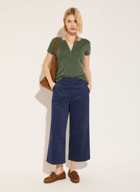Brielle Organic Cotton Wide Leg Trousers Deep Indigo