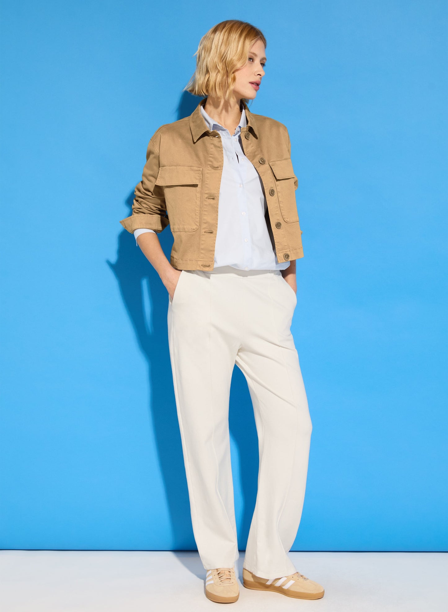Marian Ponte Wide Leg Trousers Soft White