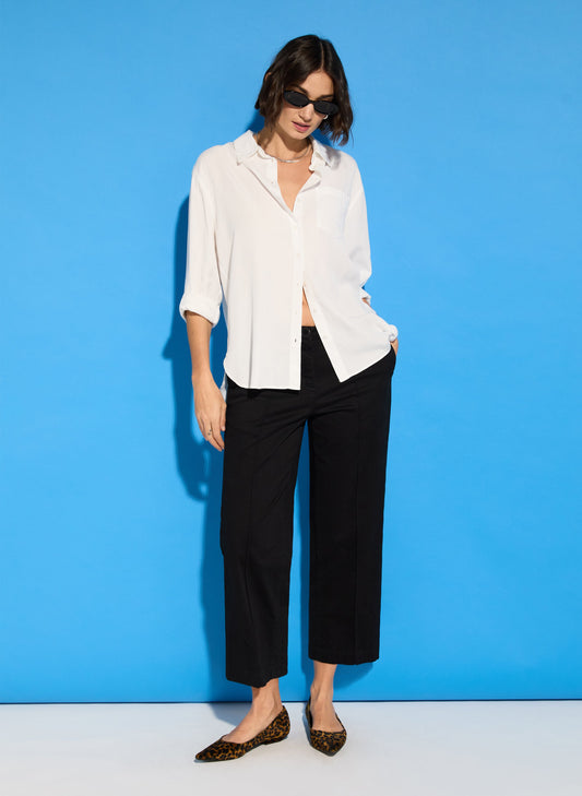 Taylor Organic Cotton Cropped Trousers Caviar Black