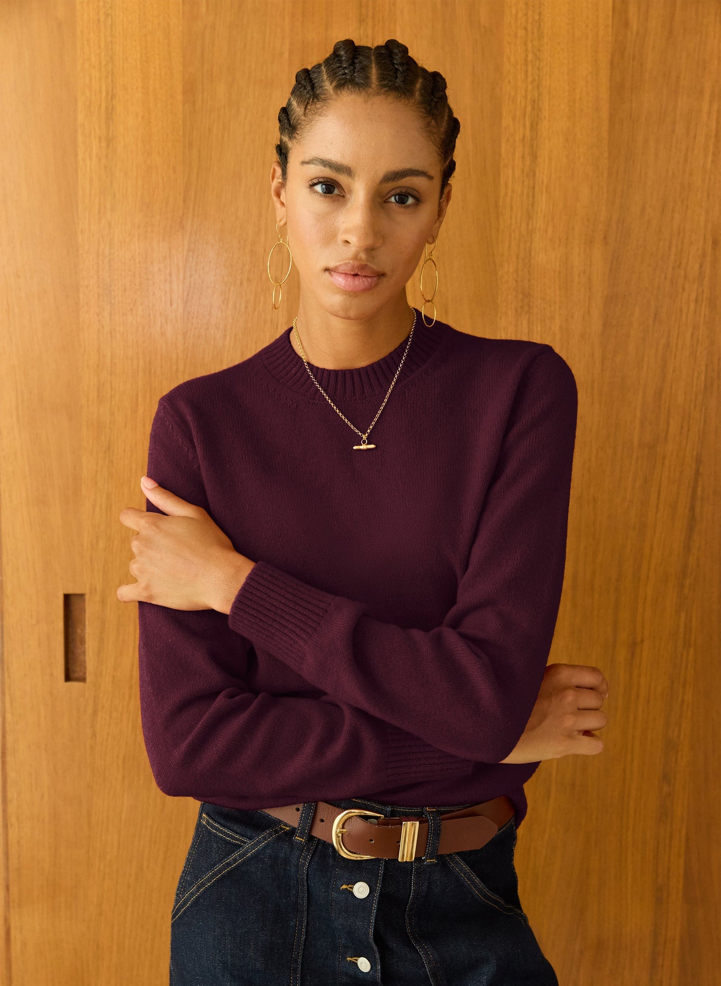 Zucca Wool Blend Crew Neck Jumper Burgundy