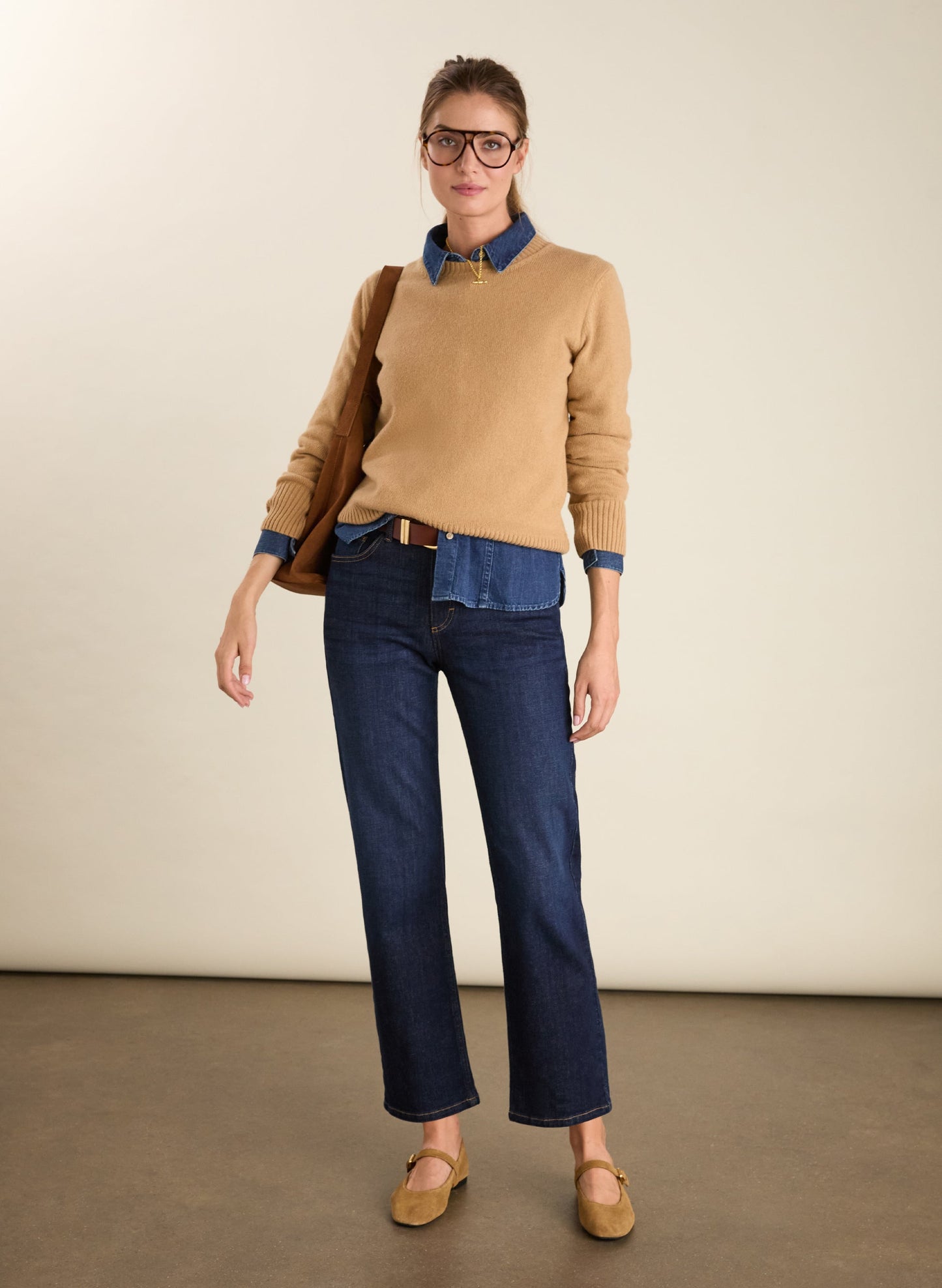 Zucca Wool Blend Crew Neck Jumper Taupe