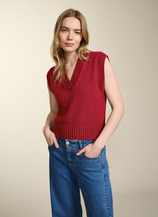Charlene Organic Cotton Merino Blend Tank Crimson Red