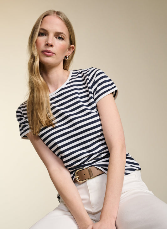 Baukjen Essentials Organic Cotton Slim Tee Classic Navy & Pure White