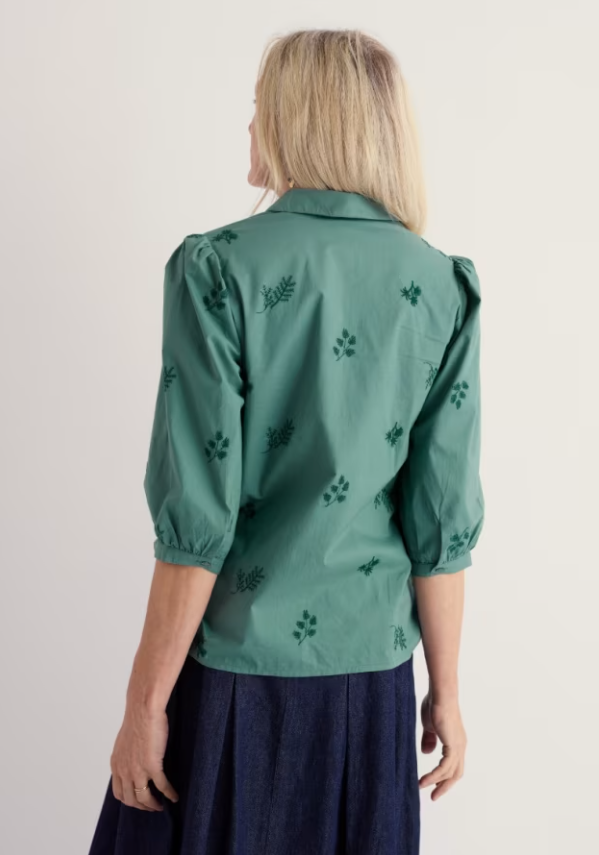 Hope Cottage Embroidered Blouse - Woodland Stitch Dune Grass
