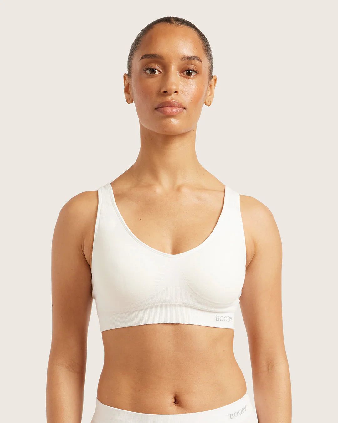 Seamfree Padded Crop Bamboo Bra - White