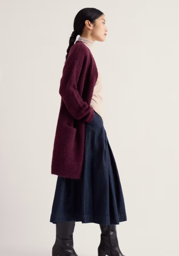 Autumn Sun Long Knitted Cardigan - Dark Hellebore