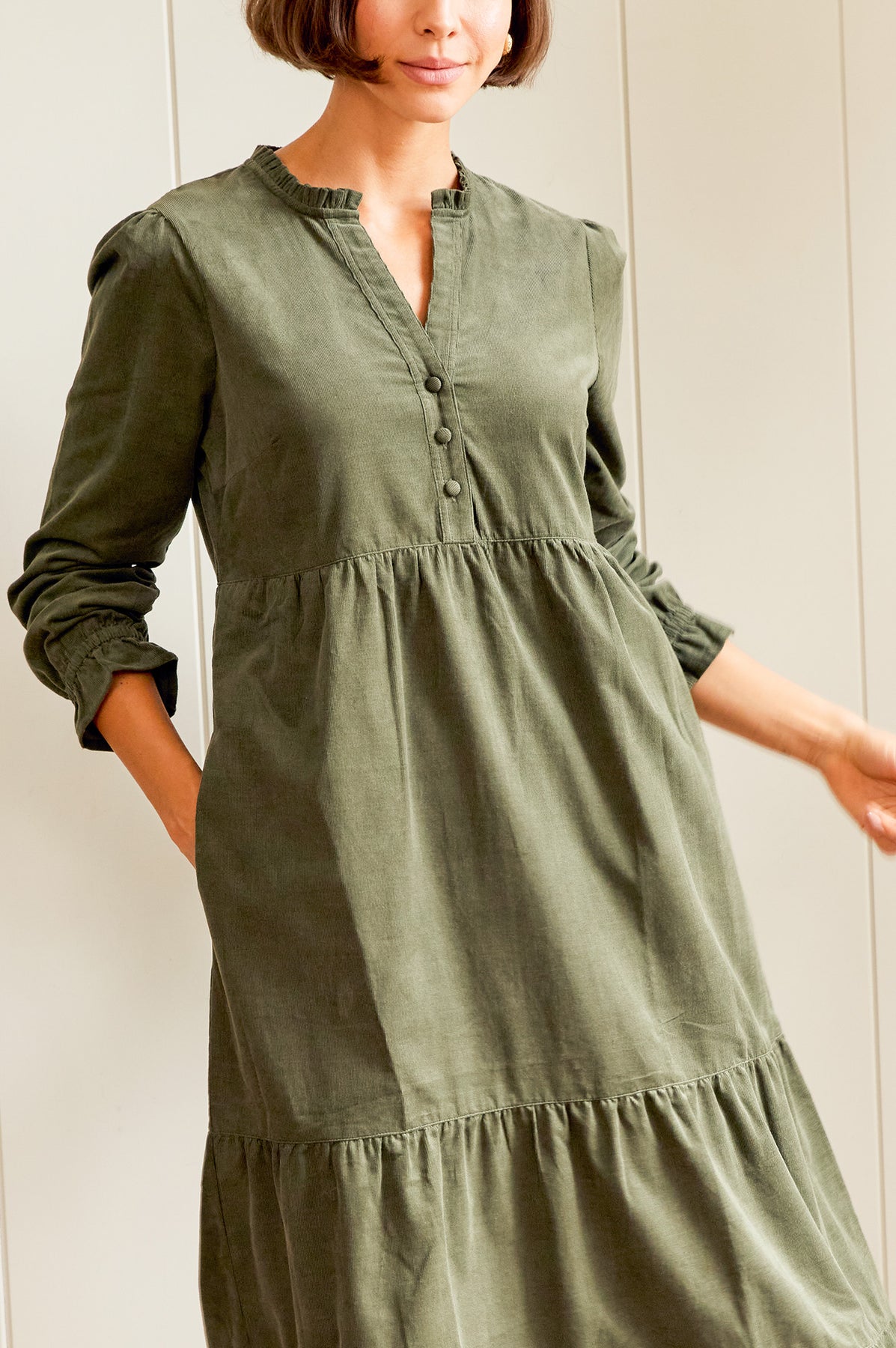 Liv Corduroy Dress - Khaki