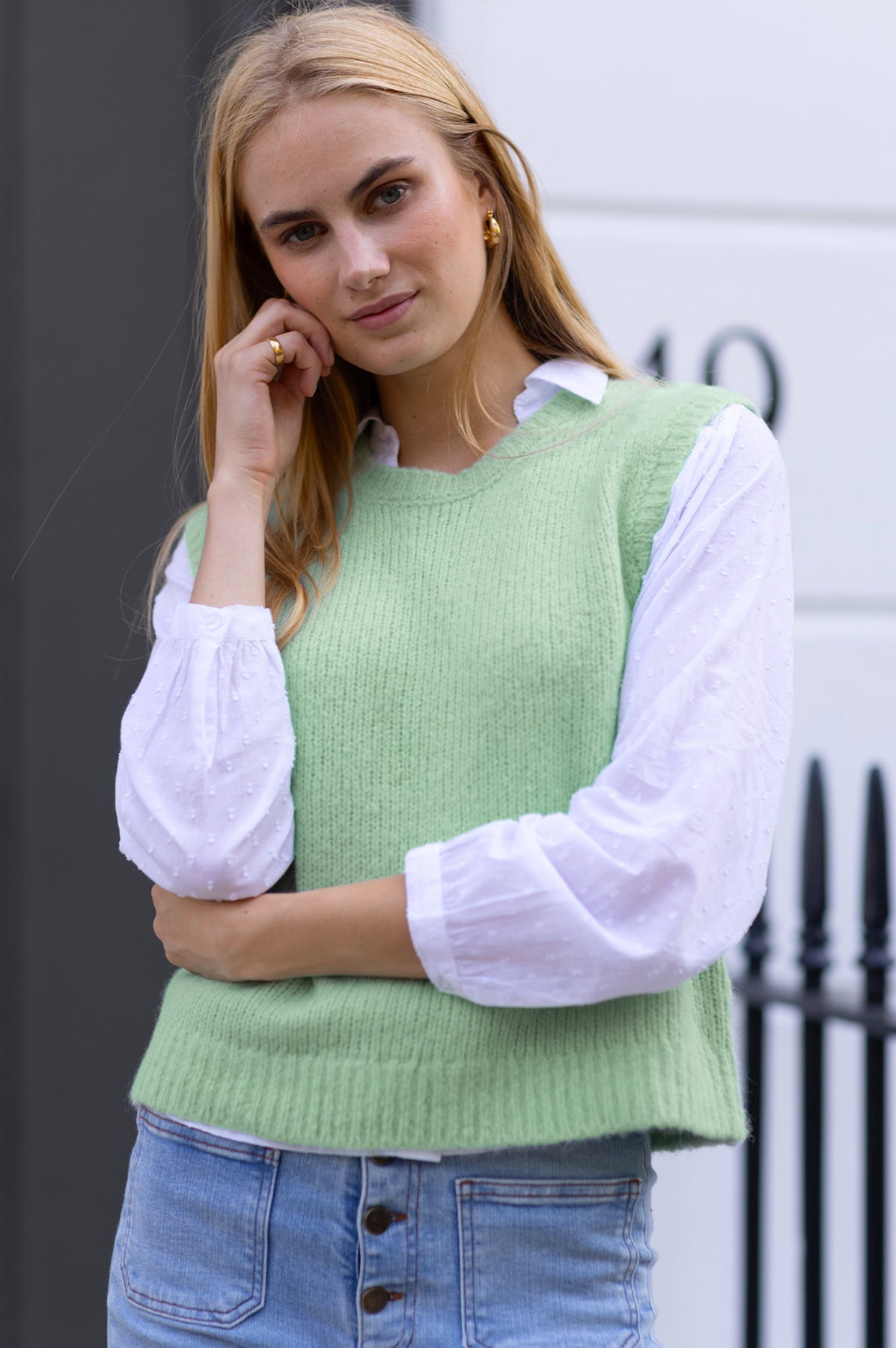 Alpaca Blend Knitted Tank - Light Sage