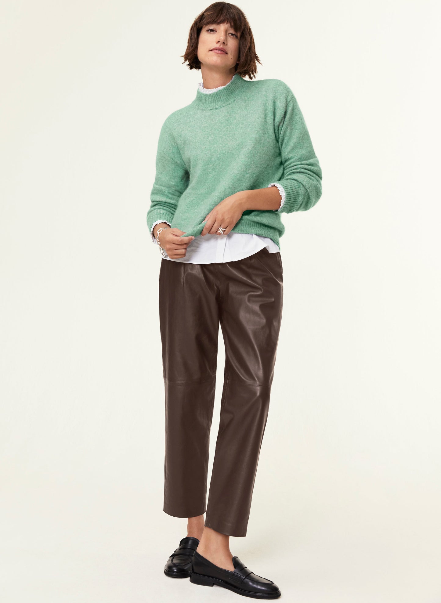 Faiza Leather Trousers / Dark Oak