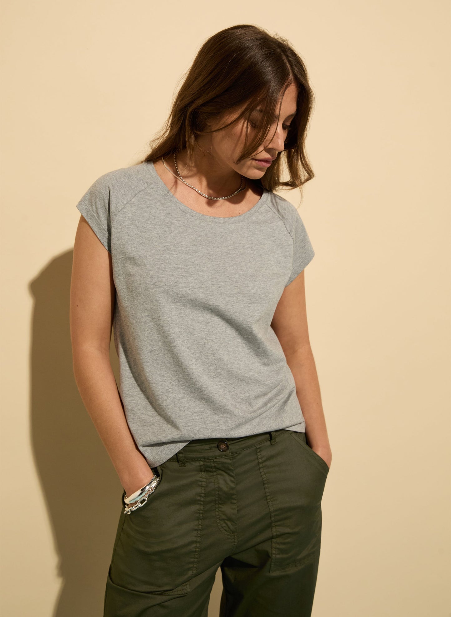 Catherine Organic Cotton Tee / Grey Marl