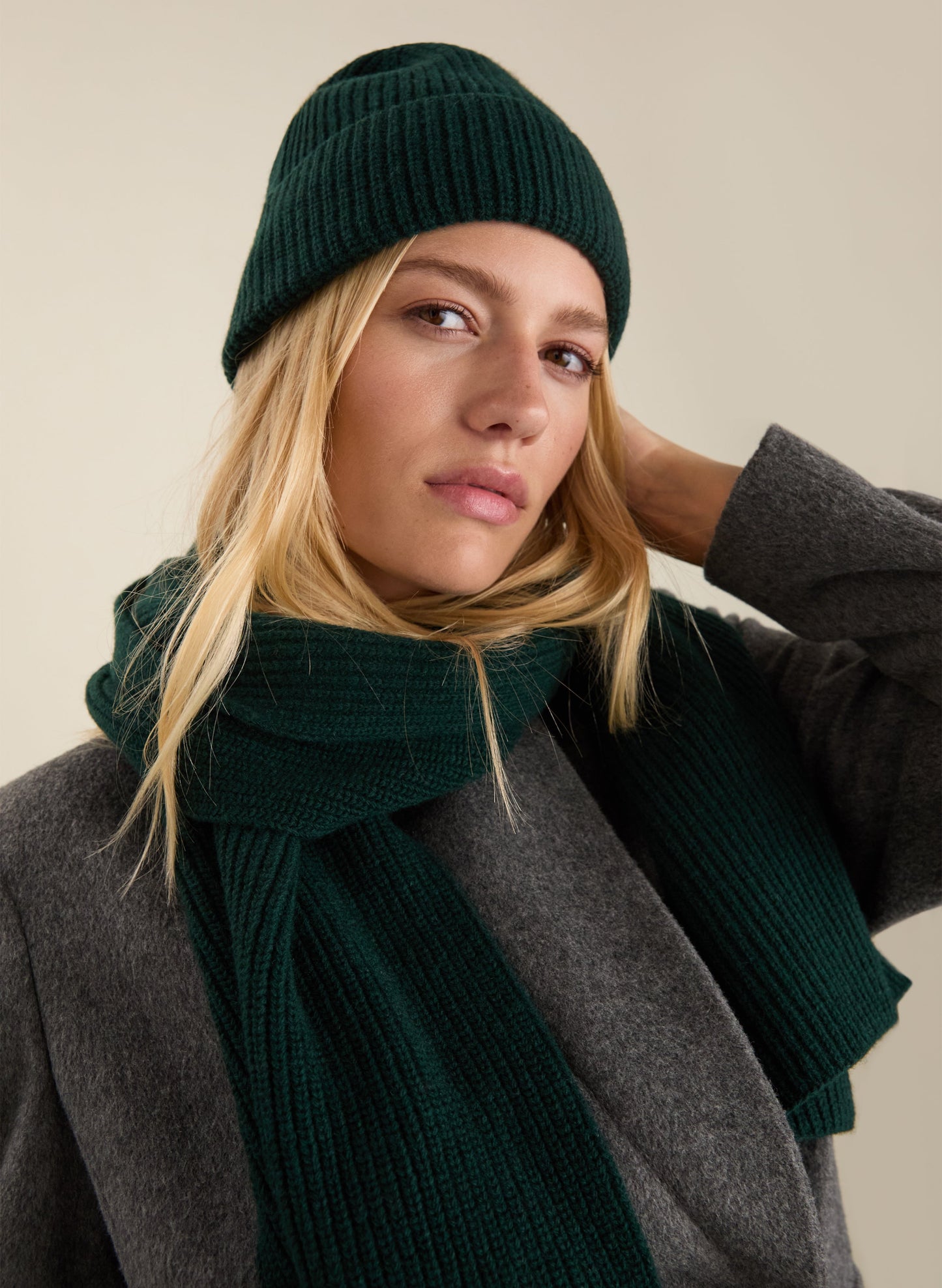 Alina Recycled Wool Scarf - One Size / Forest Green