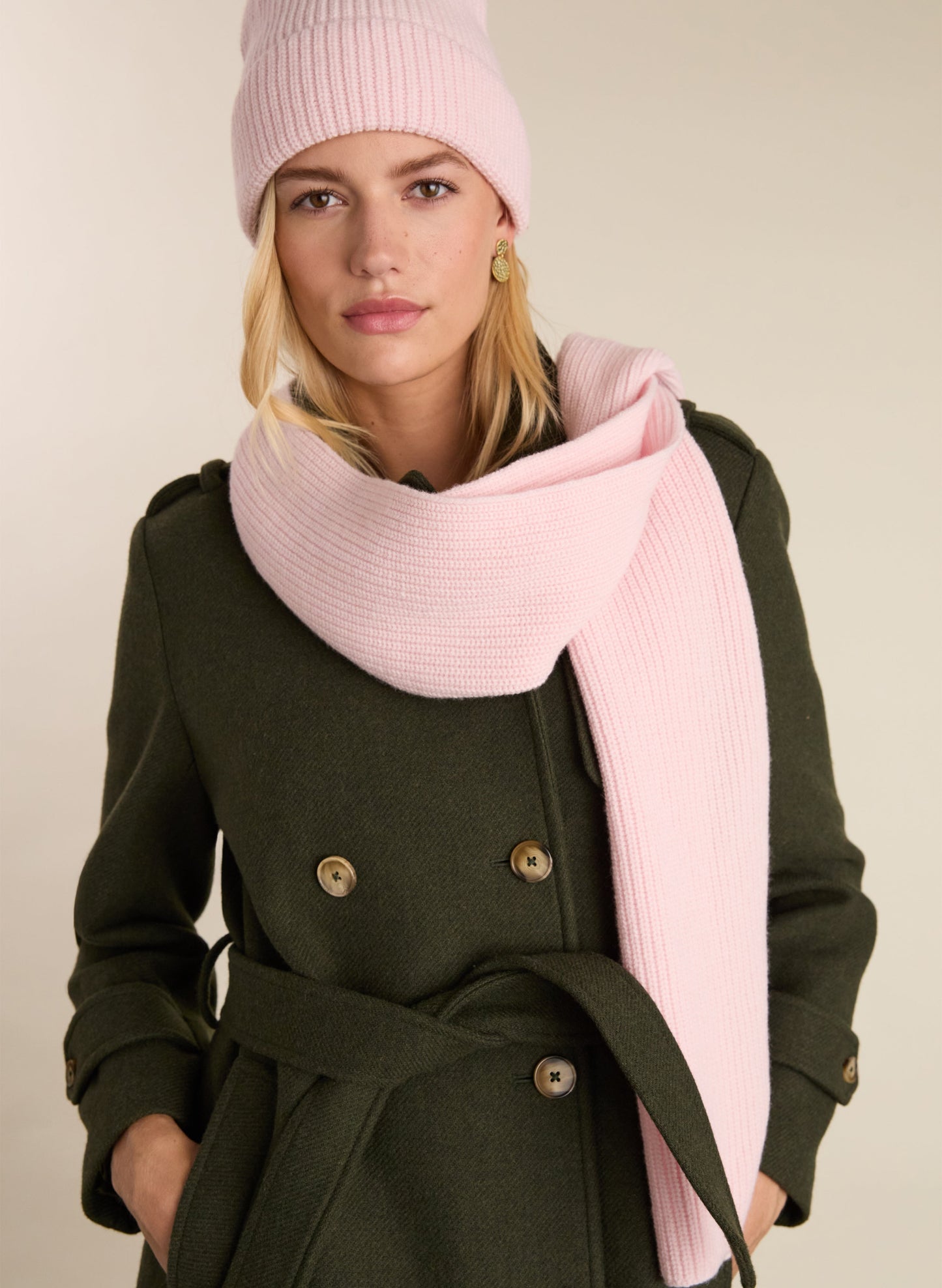 Laura Wool Blend Scarf - One Size / Powder Pink