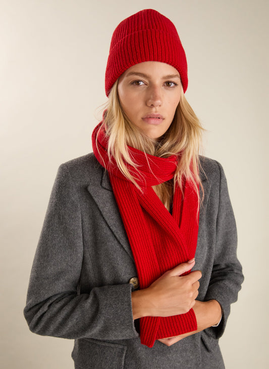 Alina Recycled Wool Scarf - One Size / Crimson Red