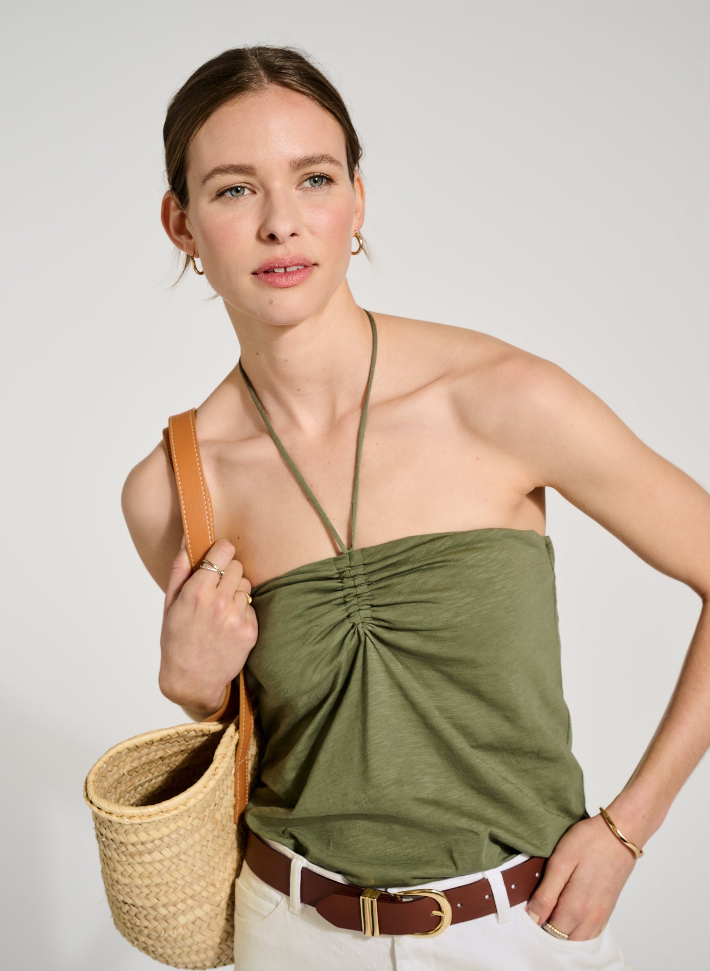 Edna Organic Cotton Top Light Khaki