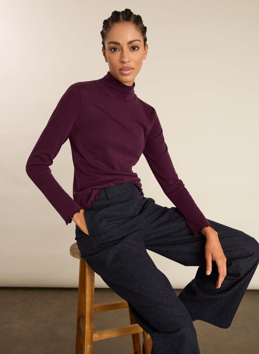 Paige Luxe Turtleneck Top / Plum